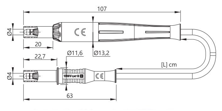 PJP 12310-IEC-0A5 Fused Test Lead Dims